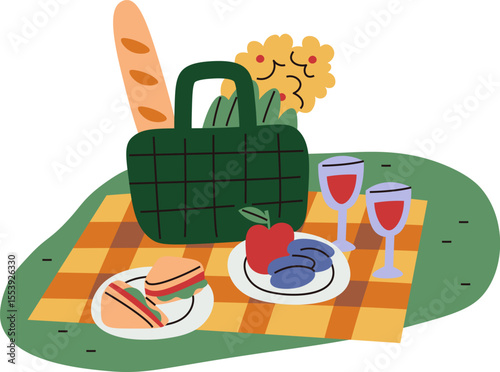 Picnic Setup with Food and Drinks