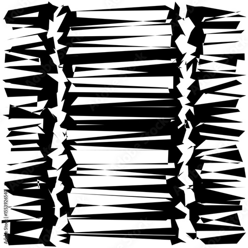 Distorted stripe pattern. Warped line design. Vector glitch effect. Black white distortion.