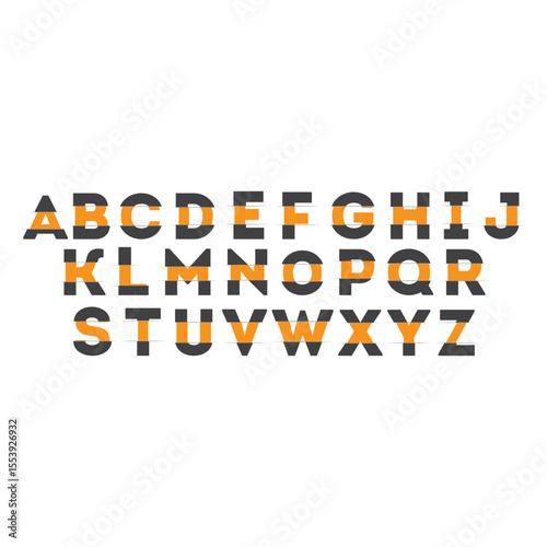Halftone font collages. Cut out paper alphabet with dots