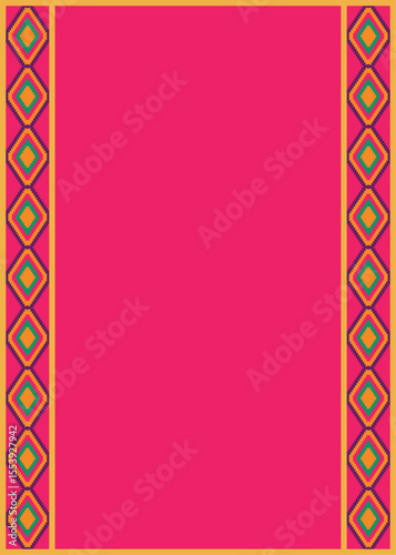 Pink ethnic pattern background with place for text. Traditional Mexican pattern. Vector illustration of Cinco de Mayo design.