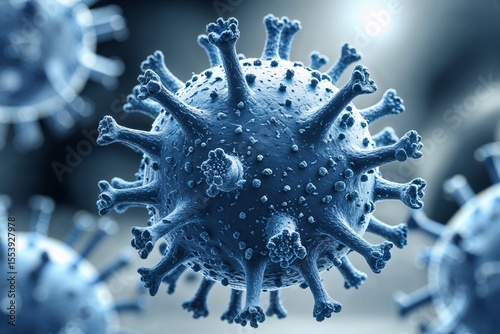 Detailed closeup of a microscopic virus