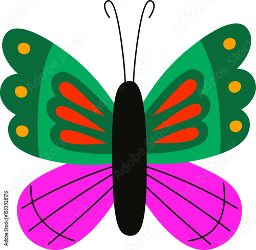 Colorful Butterfly with Patterned Wings