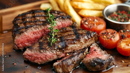 grilled steak with vegetables