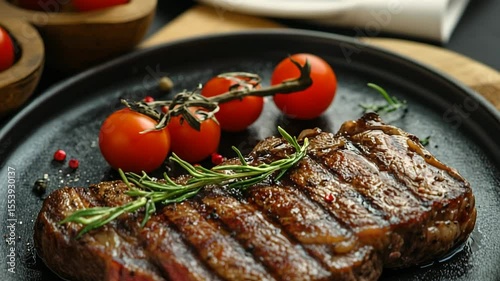 grilled steak with vegetables