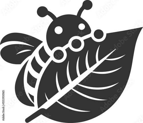 Small insect bee sitting silhouette vector illustration black
