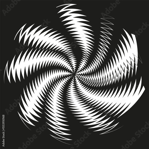 Spiral vortex pattern. Hypnotic swirl design. Monochrome twist illustration. Vector rotation background.
