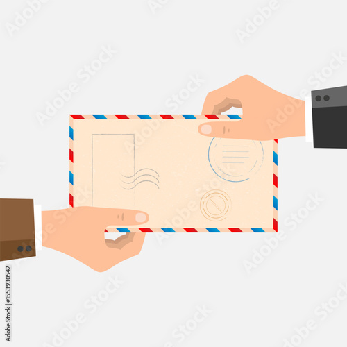 Hand takes out an envelope with a notification of an unread message from an smartphone. Email security protection, safety system to defend cyber attack, spam. Flat vector illustration