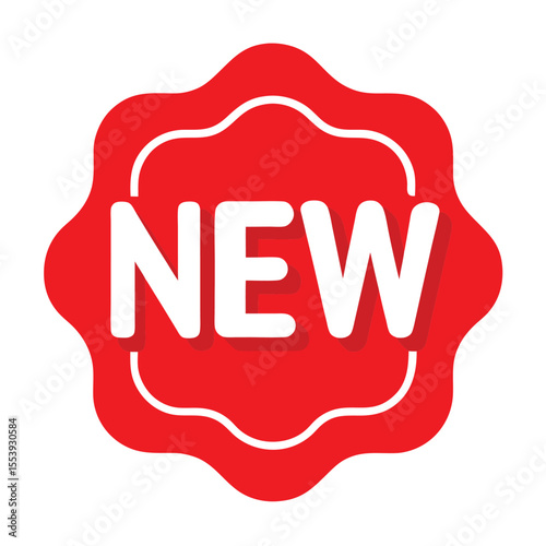 Red label with white new text modern graphic design element