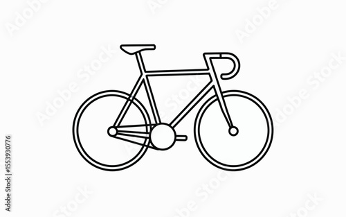 Simple outline drawing of a road bicycle on a white background