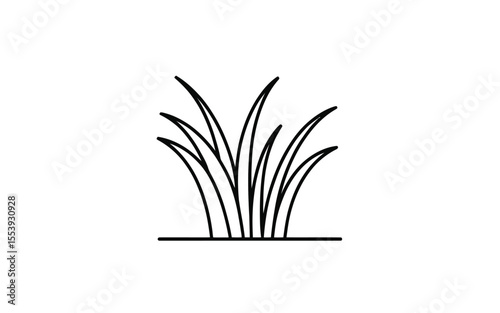 Simple black line drawing of a clump of grass on a white background