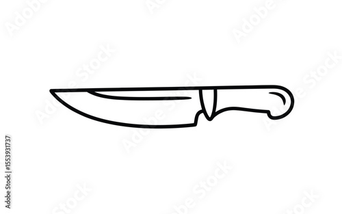 Simple black line drawing of a curved blade knife with a handle