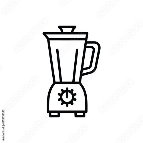 Simple black line art icon of a kitchen blender on a white background