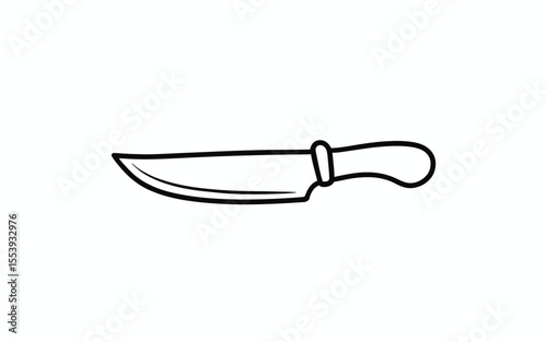 Simple black outline drawing of a kitchen knife with a curved blade and handle