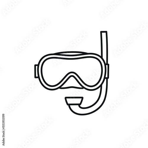 Simple outline illustration of a black snorkel mask on a white background