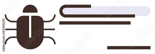 Simplistic depiction of a bug next to code lines, symbolizing software debugging. Ideal for themes thumbs up programming, development, debugging, quality assurance, technology, coding, simple flat