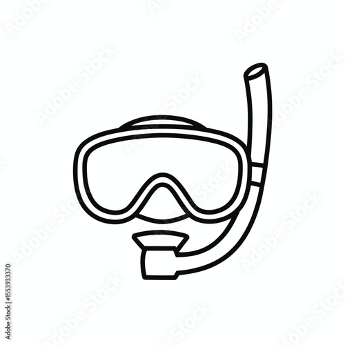 Simple line art icon of a snorkel mask for underwater exploration and swimming
