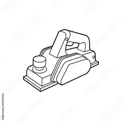 Clean line art illustration of a handheld electric power planer tool