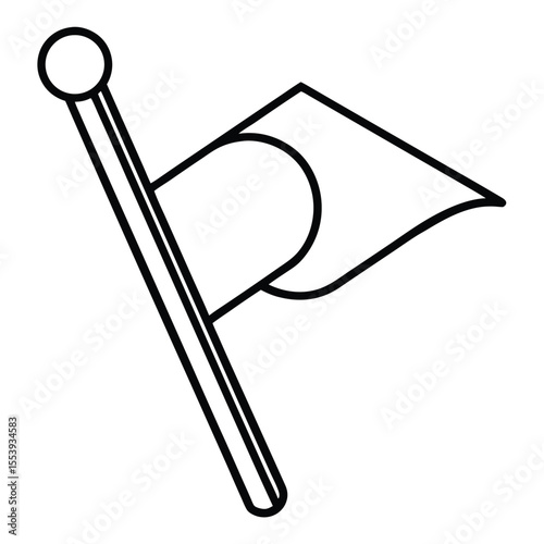Minimalist black and white line art flag pin icon for travel and location