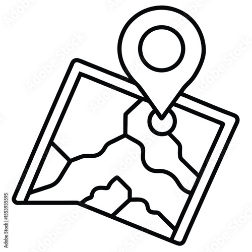 Clean line art icon representing a map board with black and white elements
