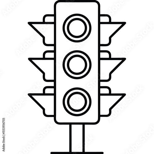 Clean line art icon of a traffic light for navigation and transportation