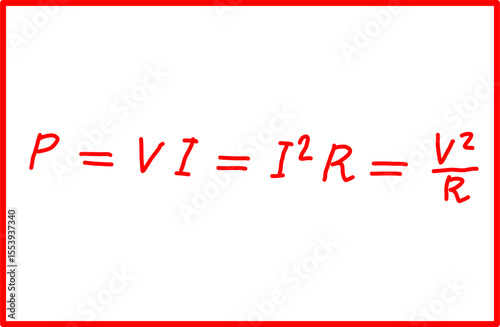 physics formula for electrical power, electricity and magnetism
