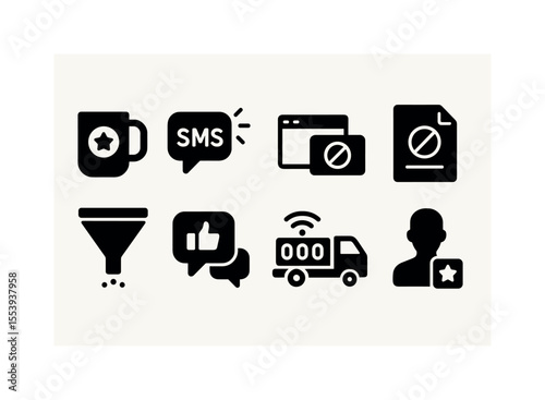 Business, marketing solid icon set. communication, branding icons solid collection