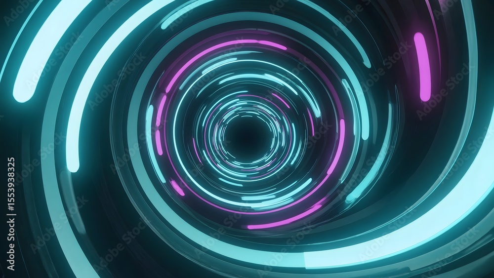 Obraz premium Futuristic Neon Tunnel with Glowing Rings