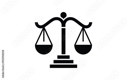Black silhouette of justice scales symbolizing law and balance