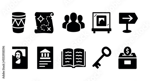 Art and history filled icon set. museum, culture, education, gallery icons collection
