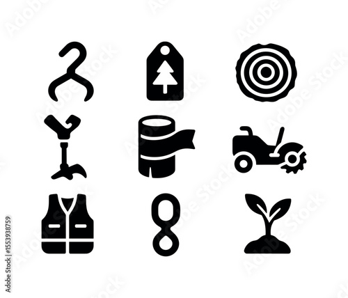 Forestry, farming solid icon set. agriculture, nature symbols in solid style