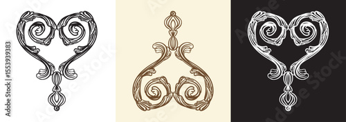 Retro vintage hand drawing collection of design elements vector
