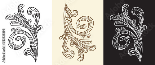 Set of scroll hand drawing design elements illustration