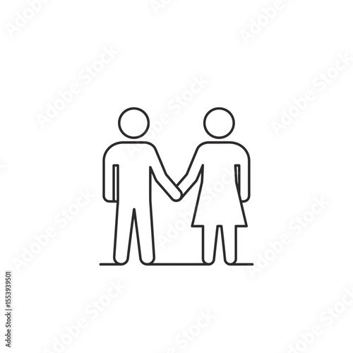 Outline of couple holding hands in wedding season  