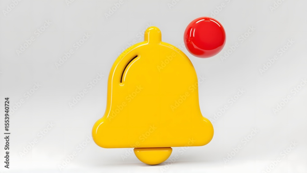 Fototapeta premium Bell Icon with Red Sphere for Notification Alert