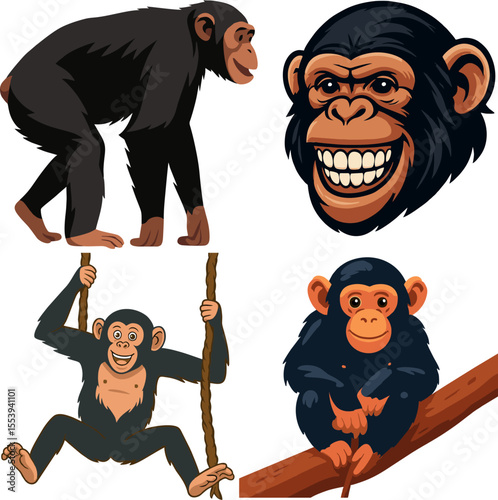Chimpanzee mascot vector.eps