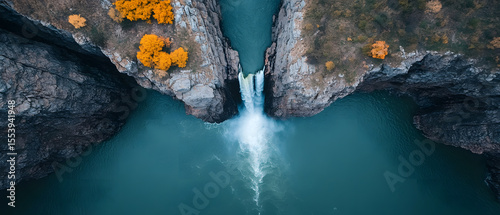 water flowing into the waterfall