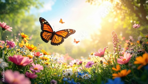 Colorful Butterfly In A Blooming Spring Garden