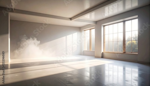 Empty Modern Room With Sunlight And Windows