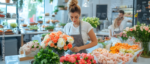 young woman shopping in supermarket