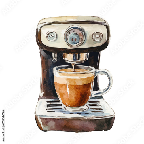 watercolor of Coffee Maker, vector, isolated on a white background.