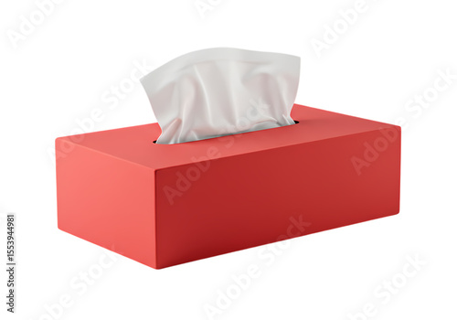 Crimson Comfort A Box of Tissues in Vibrant Red isolated on transparent background