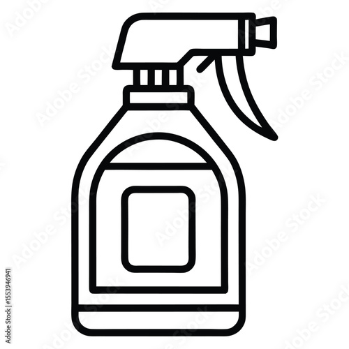 Clean black and white line art icon representing a detergent spray bottle