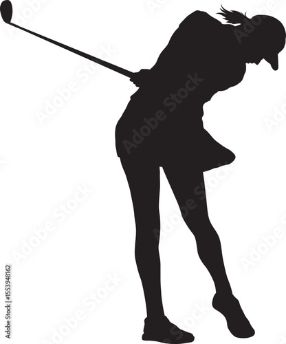 Silhouette Female Golf Player position
