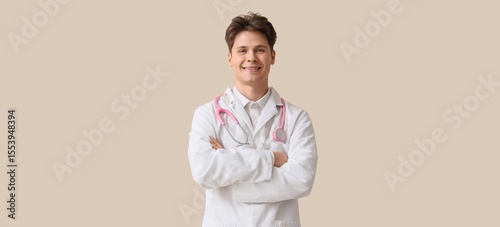 Male medical student on bei...
