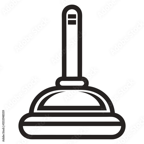 Simple black and white line art icon of a plumbing plunger