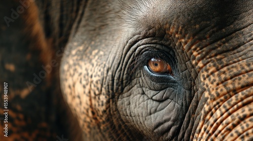 Captivating close-up of an elephant eye showcasing intricate skin details