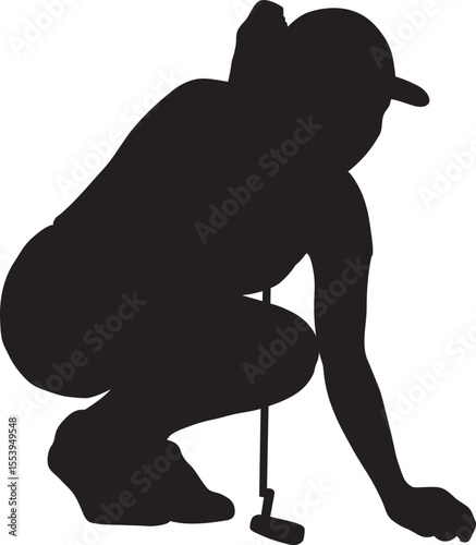 Silhouette Female Golf Player playing position