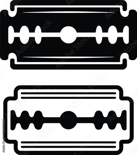Razor Blade Silhouette Vector – Double Edge Shaving Blade Icon Design