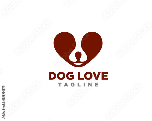 simple head love dog logo icon symbol design template illustration inspiration