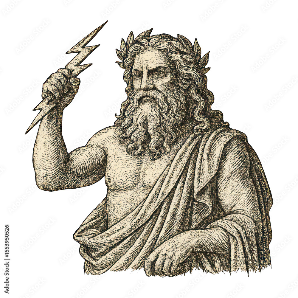 Fototapeta premium PNG Mythical god holding lightning